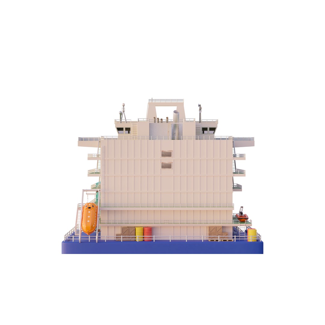 Container Ship 3D Model – Industrial Cargo Vessel, PBR, Blender, FBX - View 11