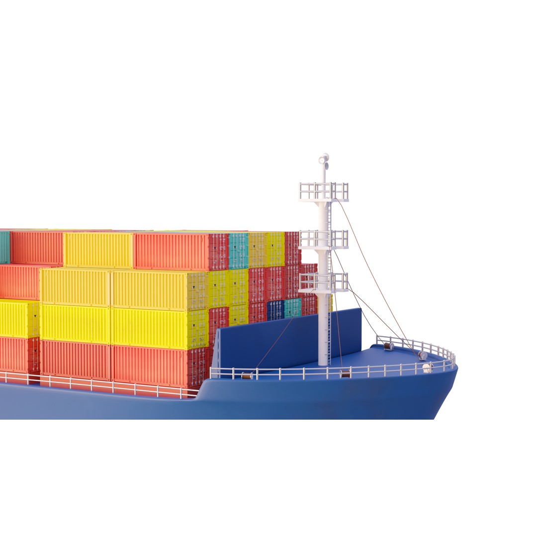 Container Ship 3D Model – Industrial Cargo Vessel, PBR, Blender, FBX - View 14