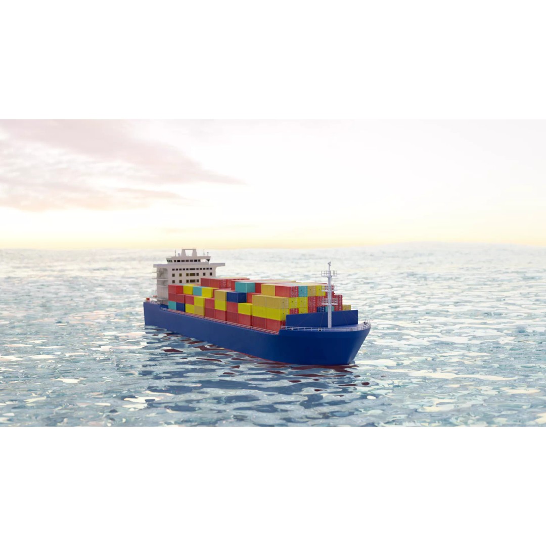Container Ship 3D Model – Industrial Cargo Vessel, PBR, Blender, FBX - View 2