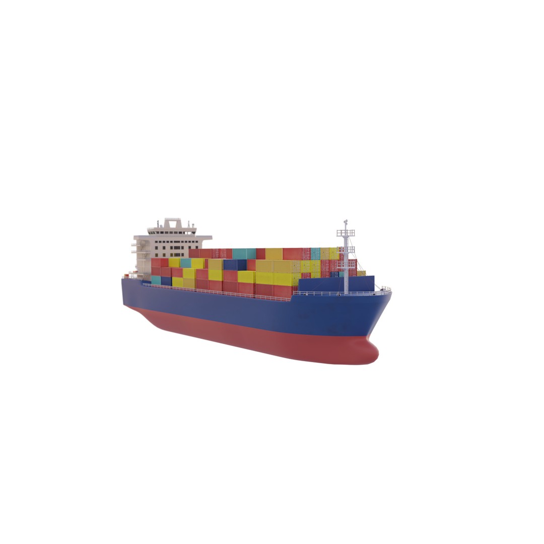 Container Ship 3D Model – Industrial Cargo Vessel, PBR, Blender, FBX - View 3