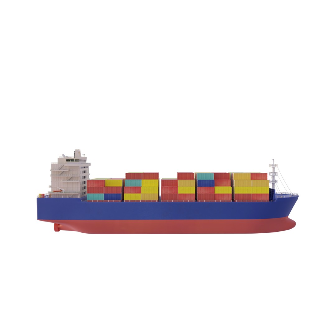Container Ship 3D Model – Industrial Cargo Vessel, PBR, Blender, FBX - View 4