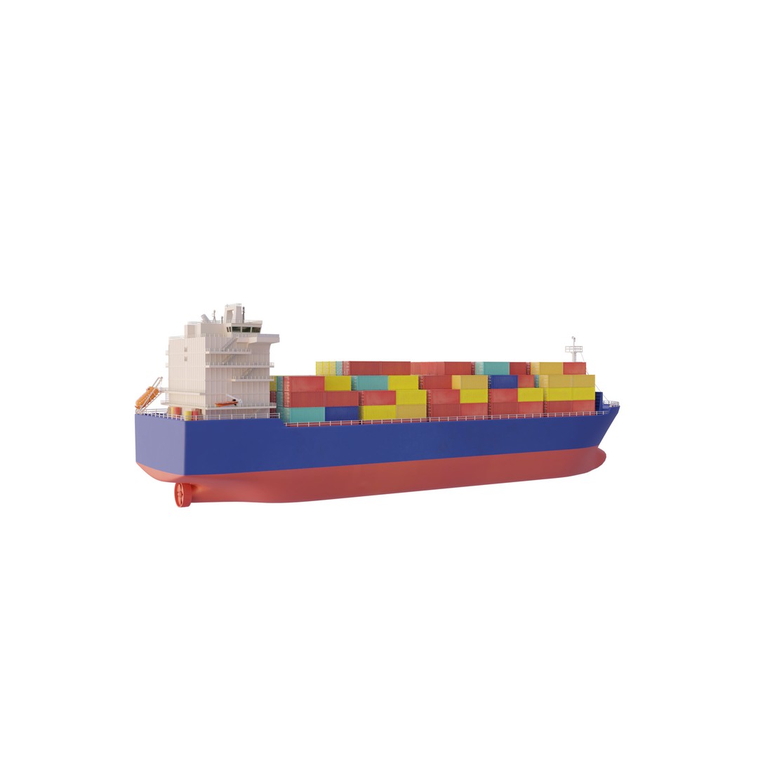 Container Ship 3D Model – Industrial Cargo Vessel, PBR, Blender, FBX - View 5