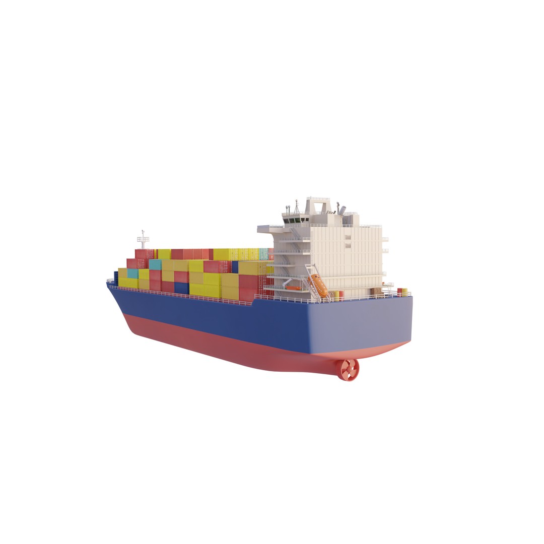 Container Ship 3D Model – Industrial Cargo Vessel, PBR, Blender, FBX - View 6