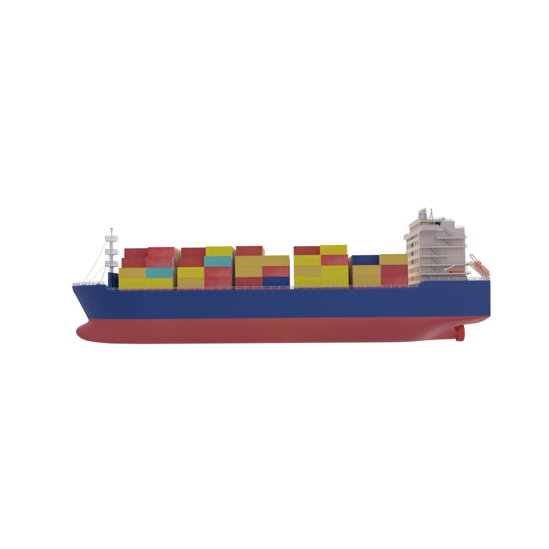 Container Ship 3D Model – Industrial Cargo Vessel, PBR, Blender, FBX - View 7
