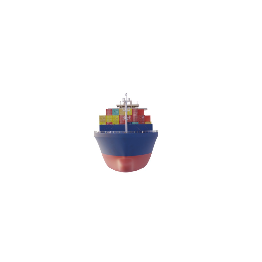Container Ship 3D Model – Industrial Cargo Vessel, PBR, Blender, FBX - View 8