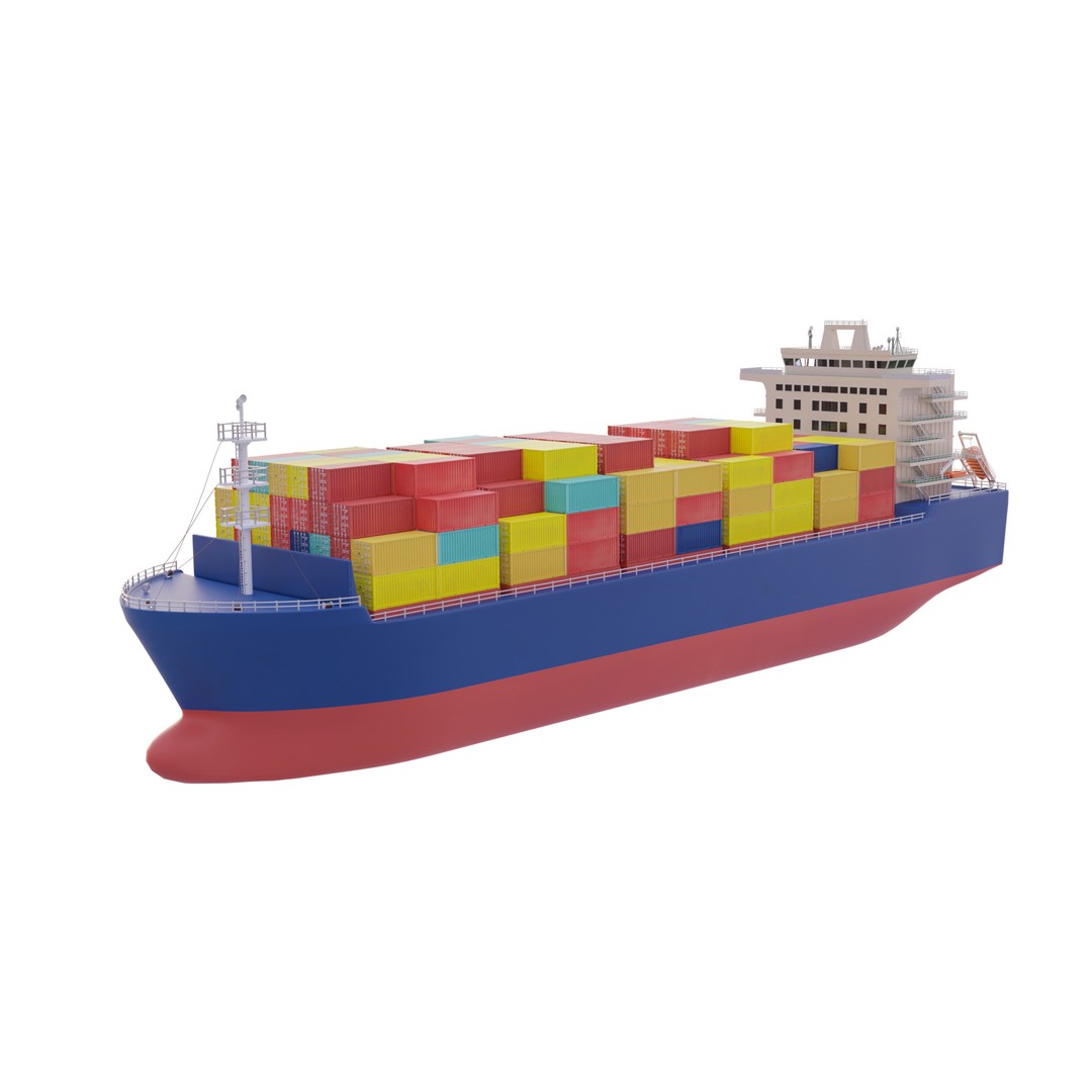 Container Ship 3D Model – Industrial Cargo Vessel, PBR, Blender, FBX - View 9