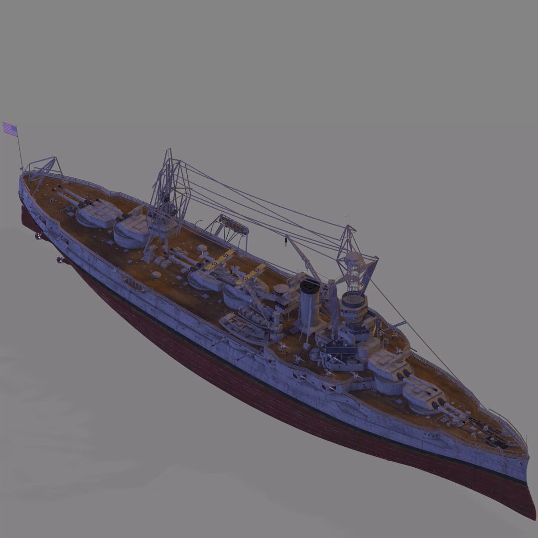 USS Wyoming 3D Model – High Poly Military Ship Asset, FBX & OBJ - View 2