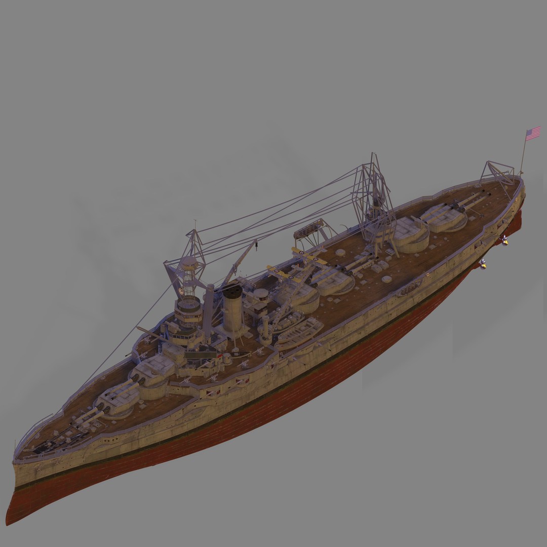 USS Wyoming 3D Model – High Poly Military Ship Asset, FBX & OBJ - View 3