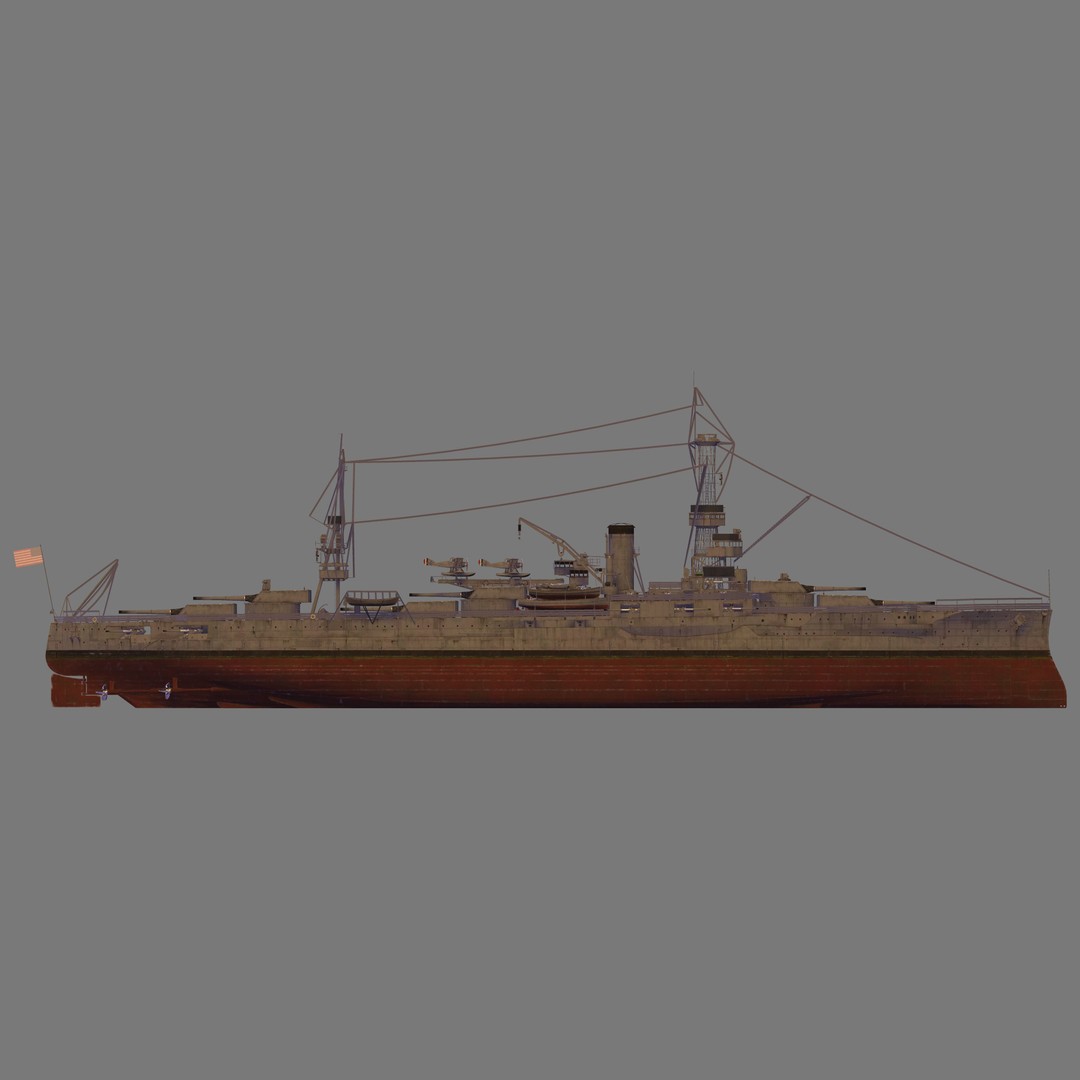 USS Wyoming 3D Model – High Poly Military Ship Asset, FBX & OBJ - View 5