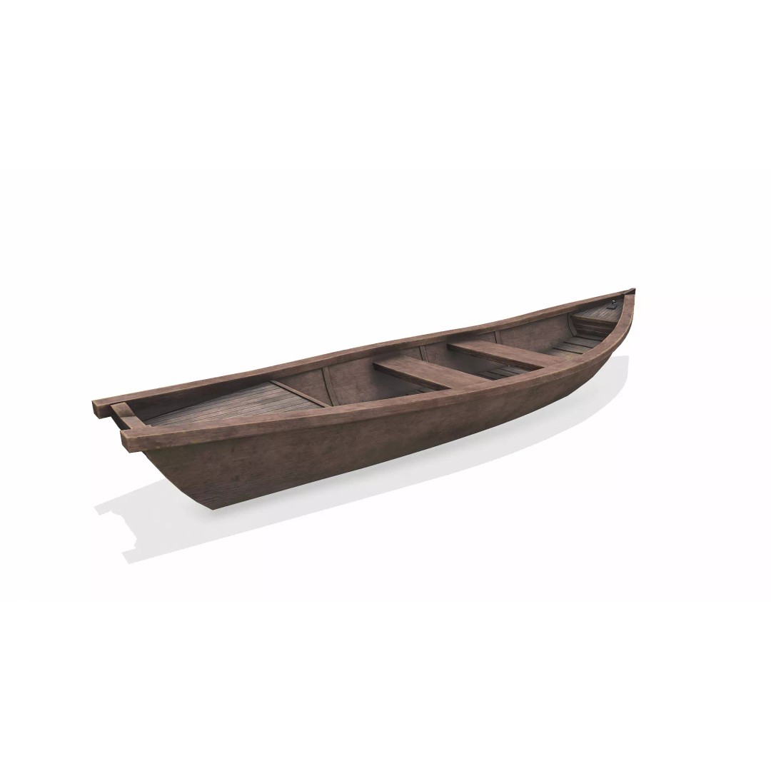 Wooden Boat 3D Model – Low Poly PBR Game Asset, FBX, OBJ - View 13