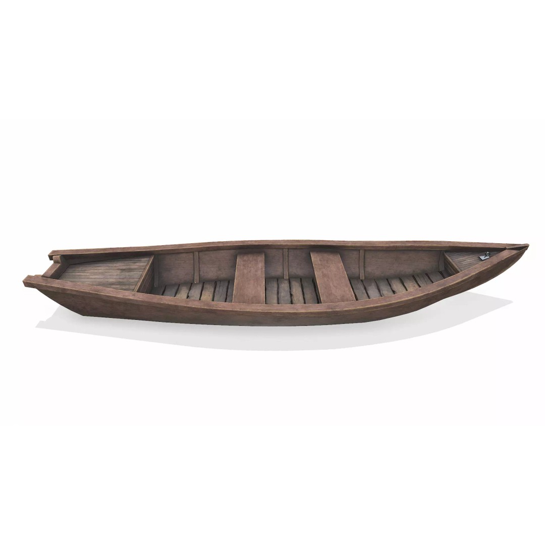 Wooden Boat 3D Model – Low Poly PBR Game Asset, FBX, OBJ - View 15