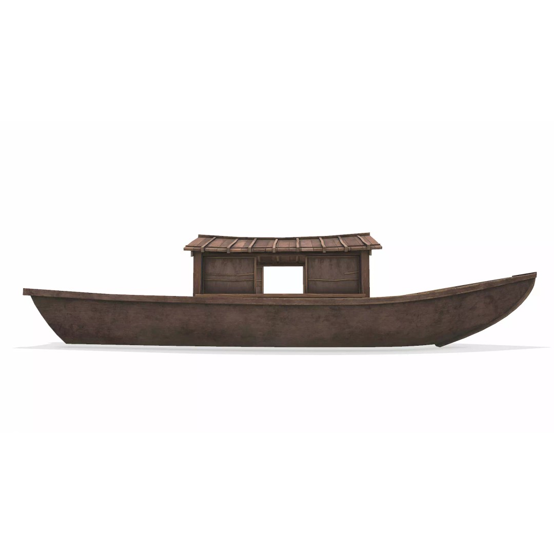 Wooden Boat 3D Model – Low Poly PBR Game Asset, FBX, OBJ - View 16