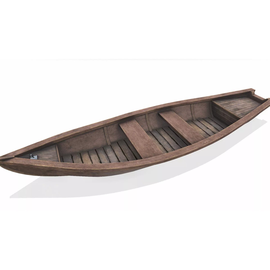 Wooden Boat 3D Model – Low Poly PBR Game Asset, FBX, OBJ - View 21