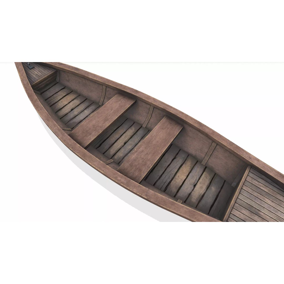 Wooden Boat 3D Model – Low Poly PBR Game Asset, FBX, OBJ - View 22