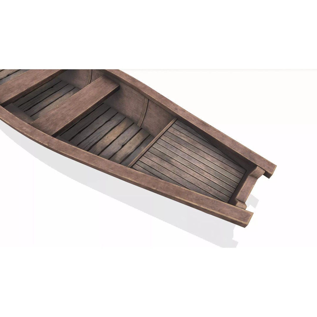 Wooden Boat 3D Model – Low Poly PBR Game Asset, FBX, OBJ - View 23