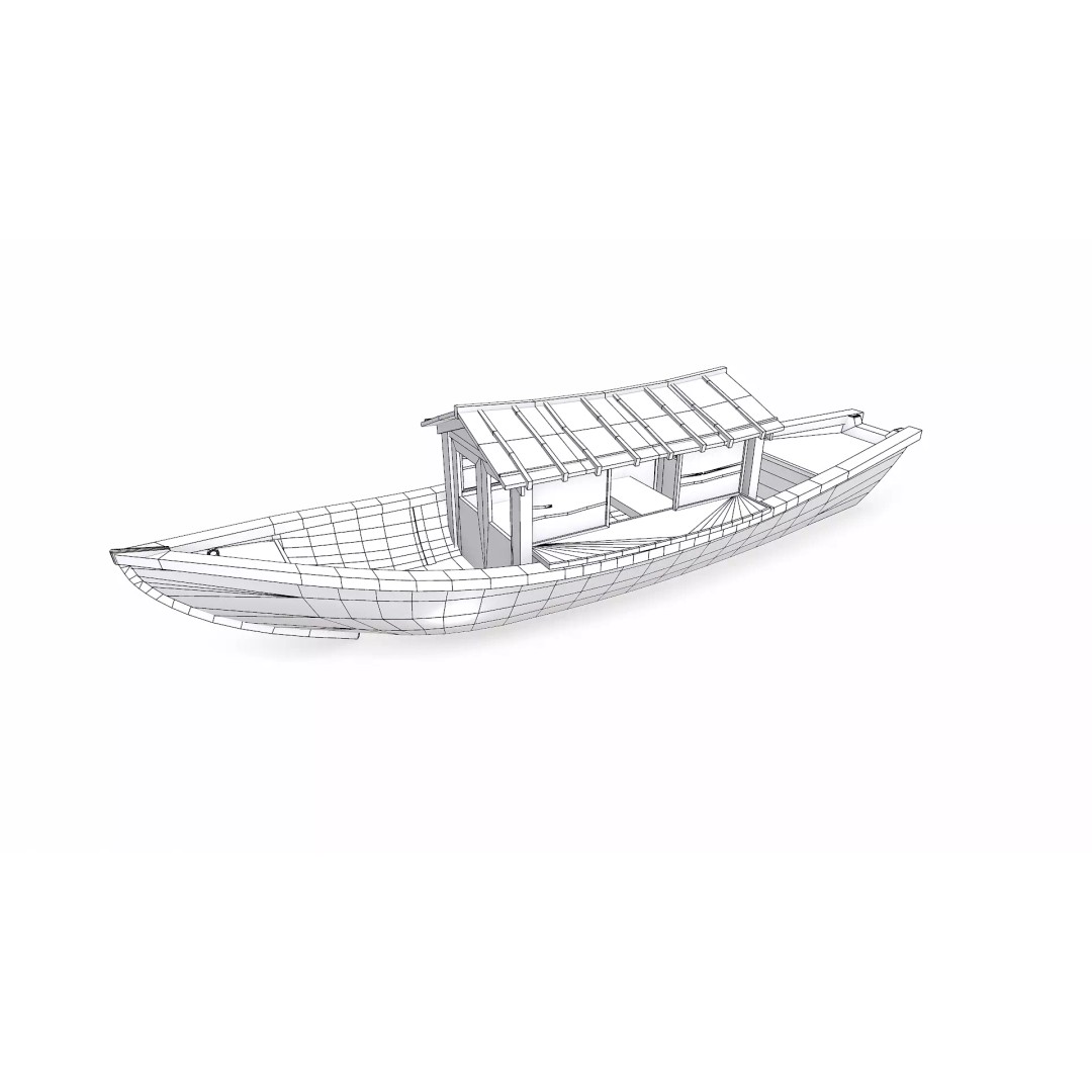 Wooden Boat 3D Model – Low Poly PBR Game Asset, FBX, OBJ - View 36
