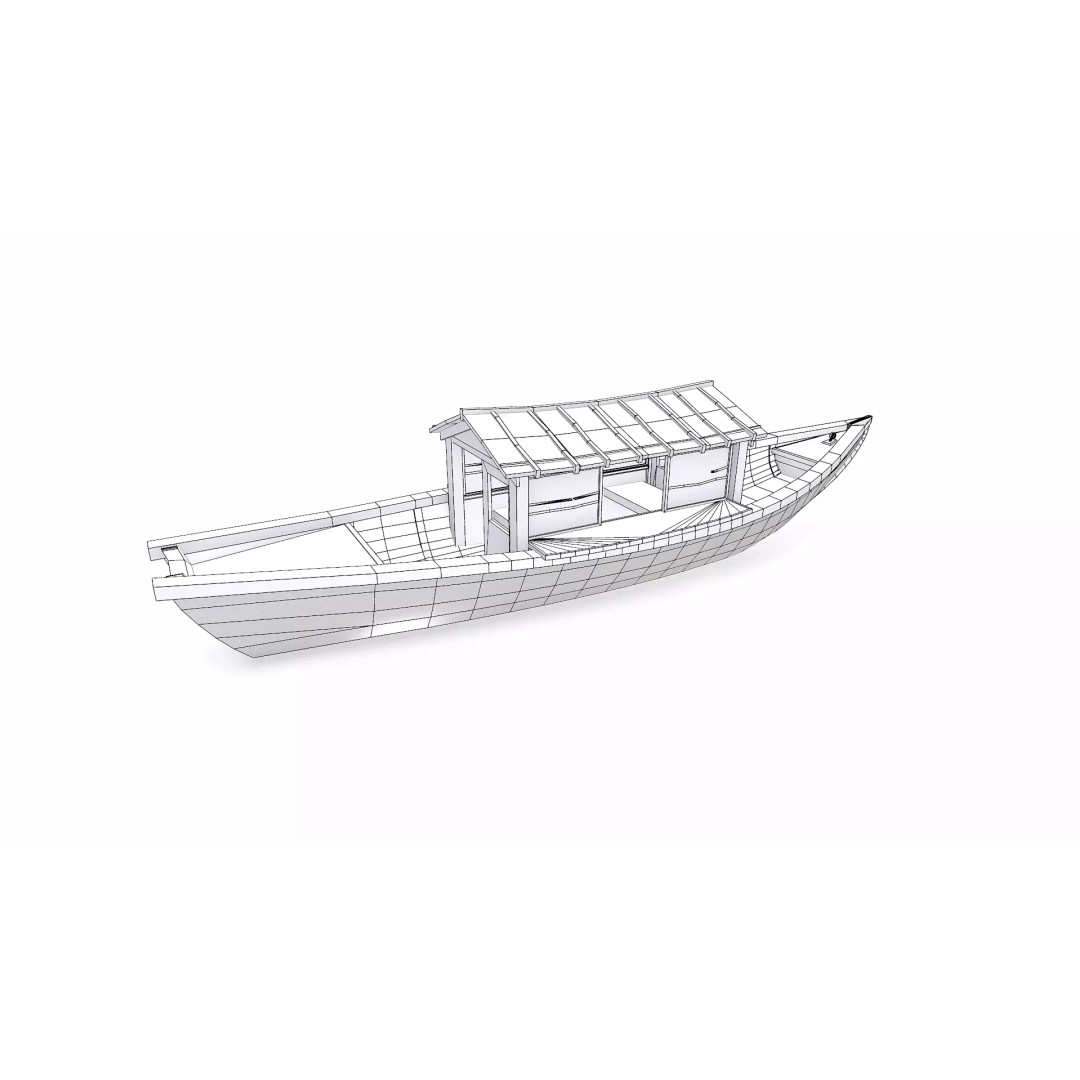 Wooden Boat 3D Model – Low Poly PBR Game Asset, FBX, OBJ - View 37
