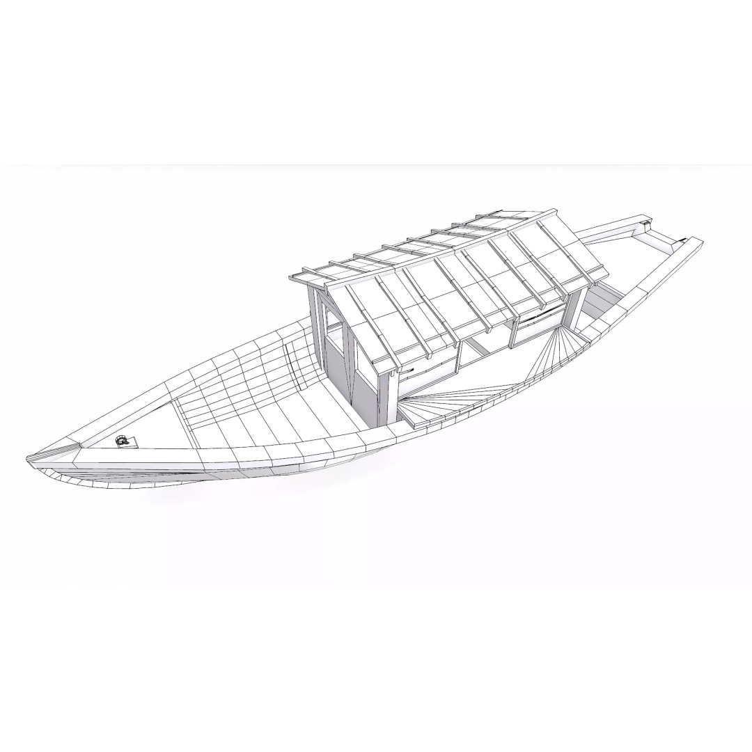 Wooden Boat 3D Model – Low Poly PBR Game Asset, FBX, OBJ - View 39