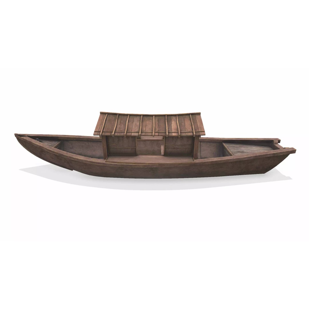 Wooden Boat 3D Model – Low Poly PBR Game Asset, FBX, OBJ - View 5
