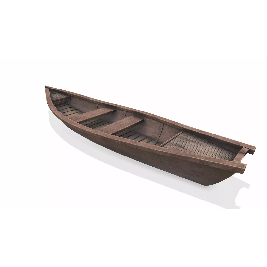 Wooden Boat 3D Model – Low Poly PBR Game Asset, FBX, OBJ - View 8