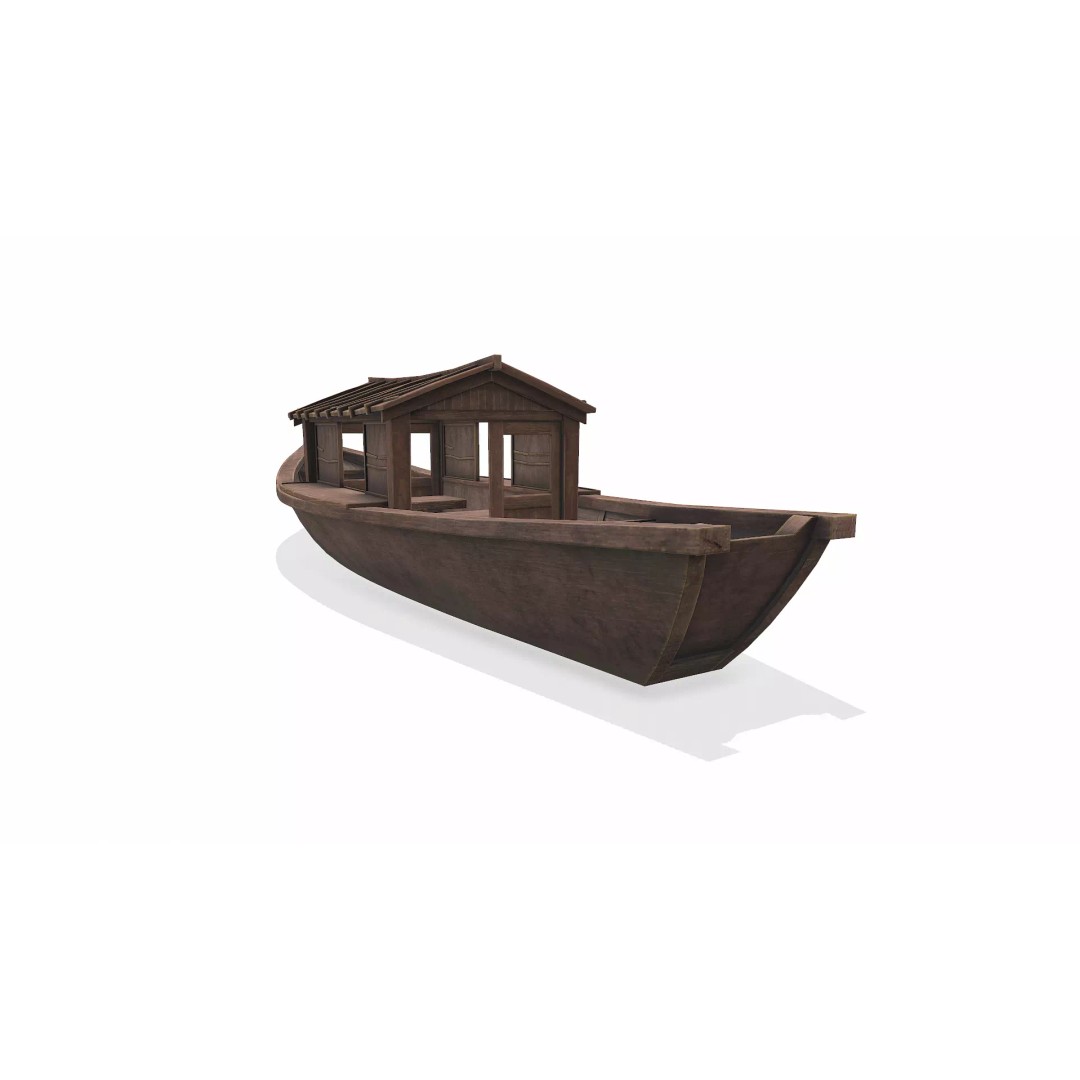 Wooden Boat 3D Model – Low Poly PBR Game Asset, FBX, OBJ - View 9