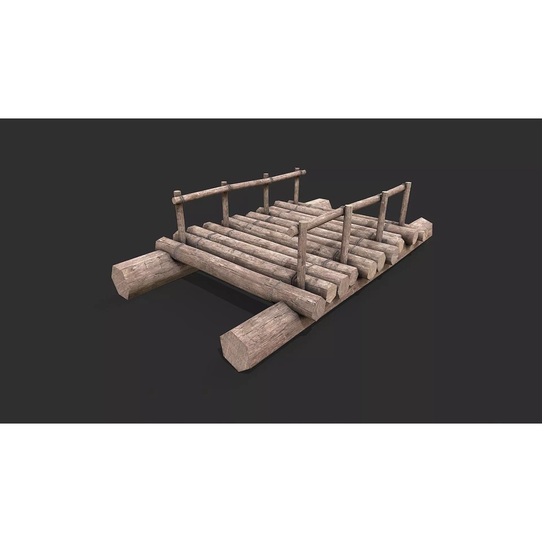 Medieval Rafts 3D Model – Low Poly Watercraft Pack for Games, FBX - View 3