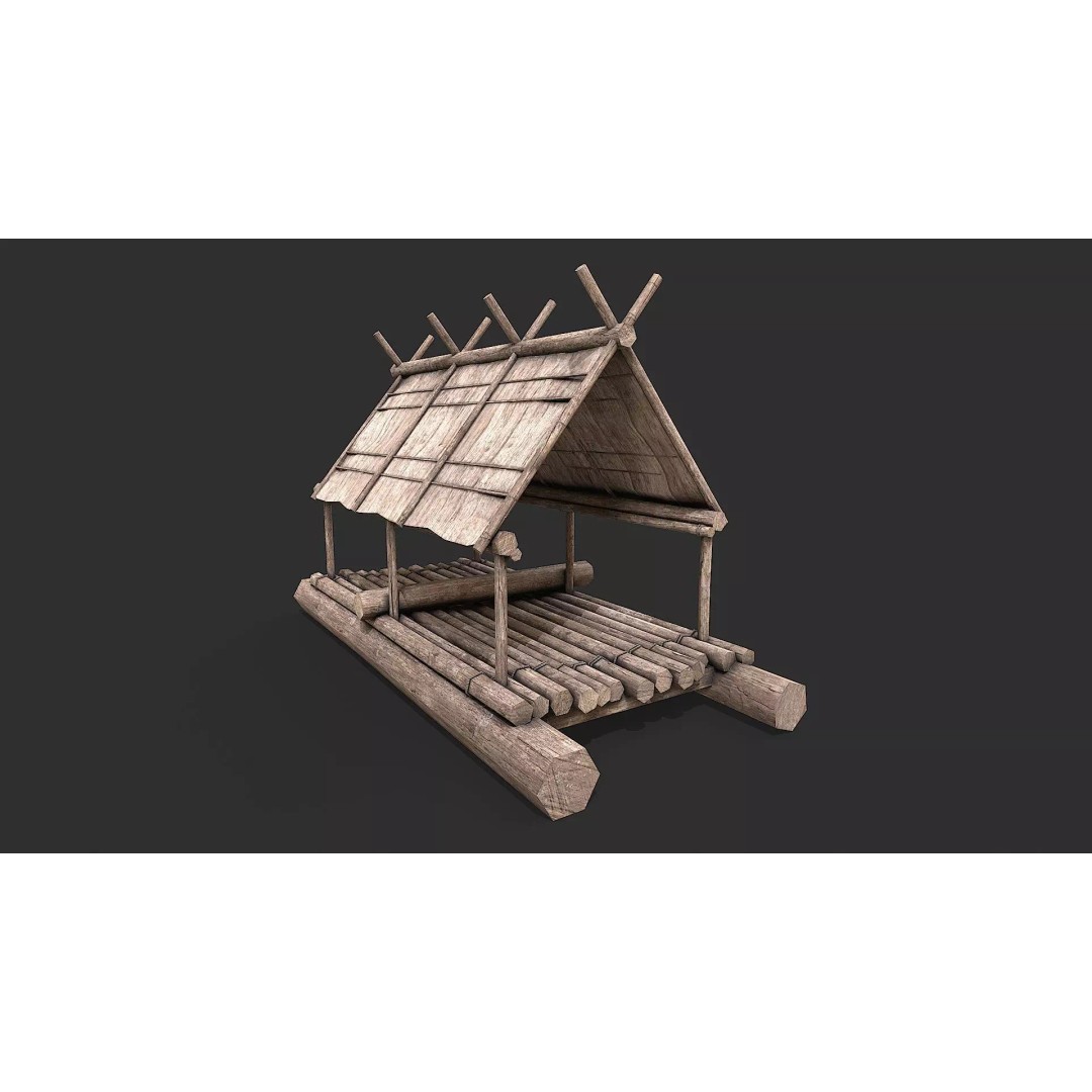 Medieval Rafts 3D Model – Low Poly Watercraft Pack for Games, FBX - View 4