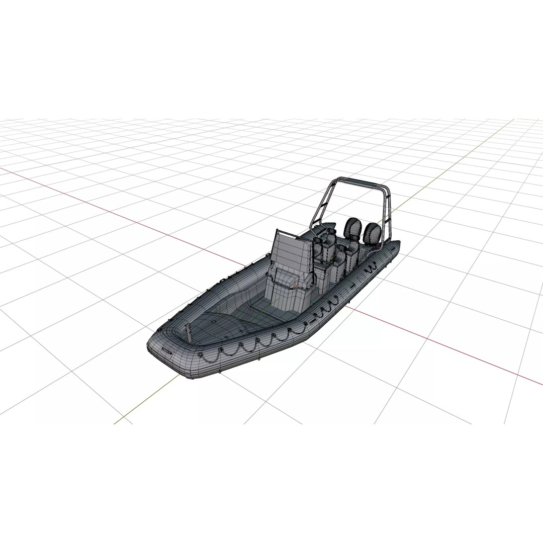 Black Military Rigid Inflatable Boat 3D Model – PBR Game-Ready FBX - View 11