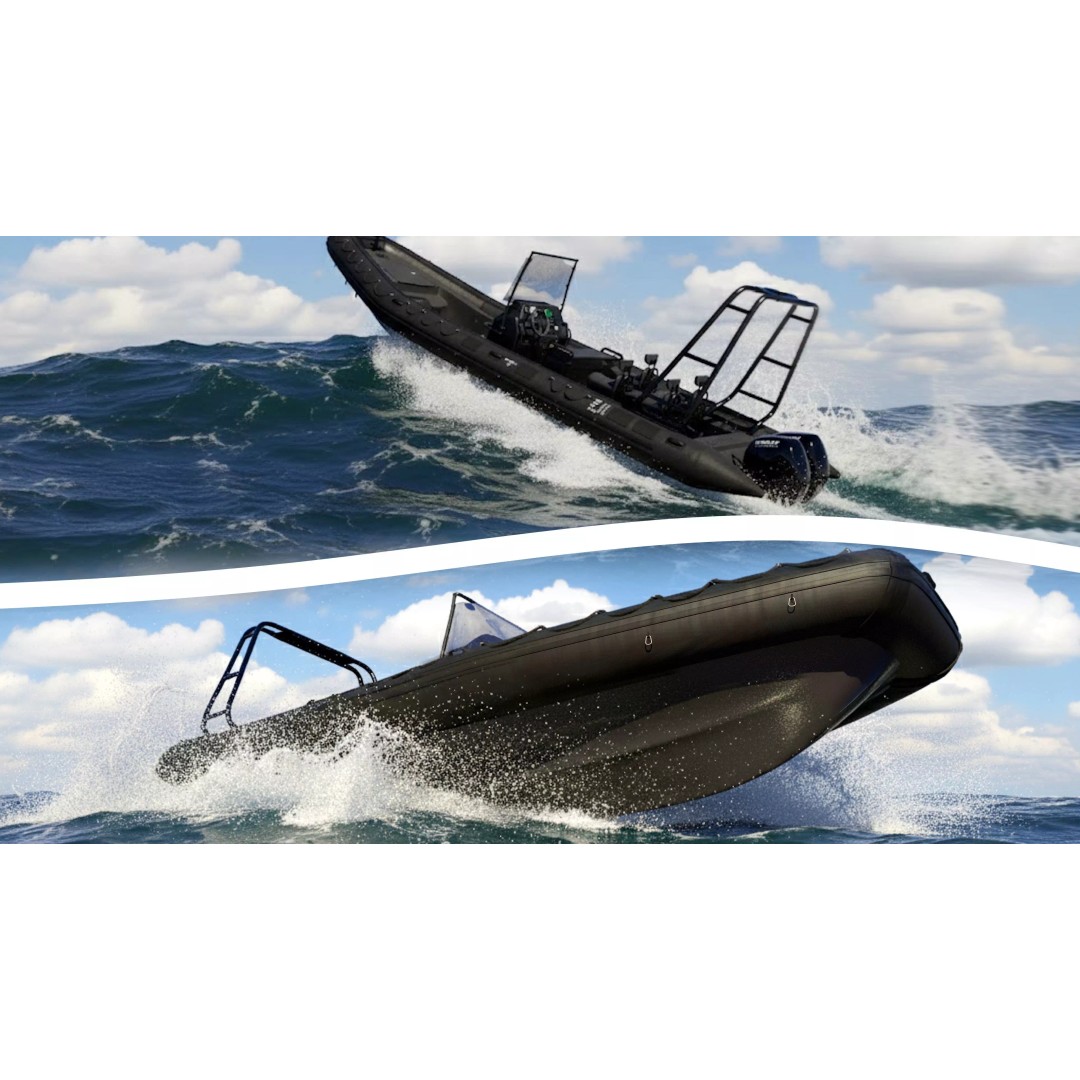 Black Military Rigid Inflatable Boat 3D Model – PBR Game-Ready FBX - View 2