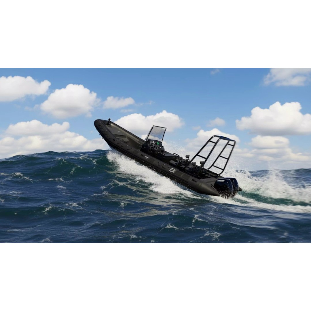 Black Military Rigid Inflatable Boat 3D Model – PBR Game-Ready FBX - View 4