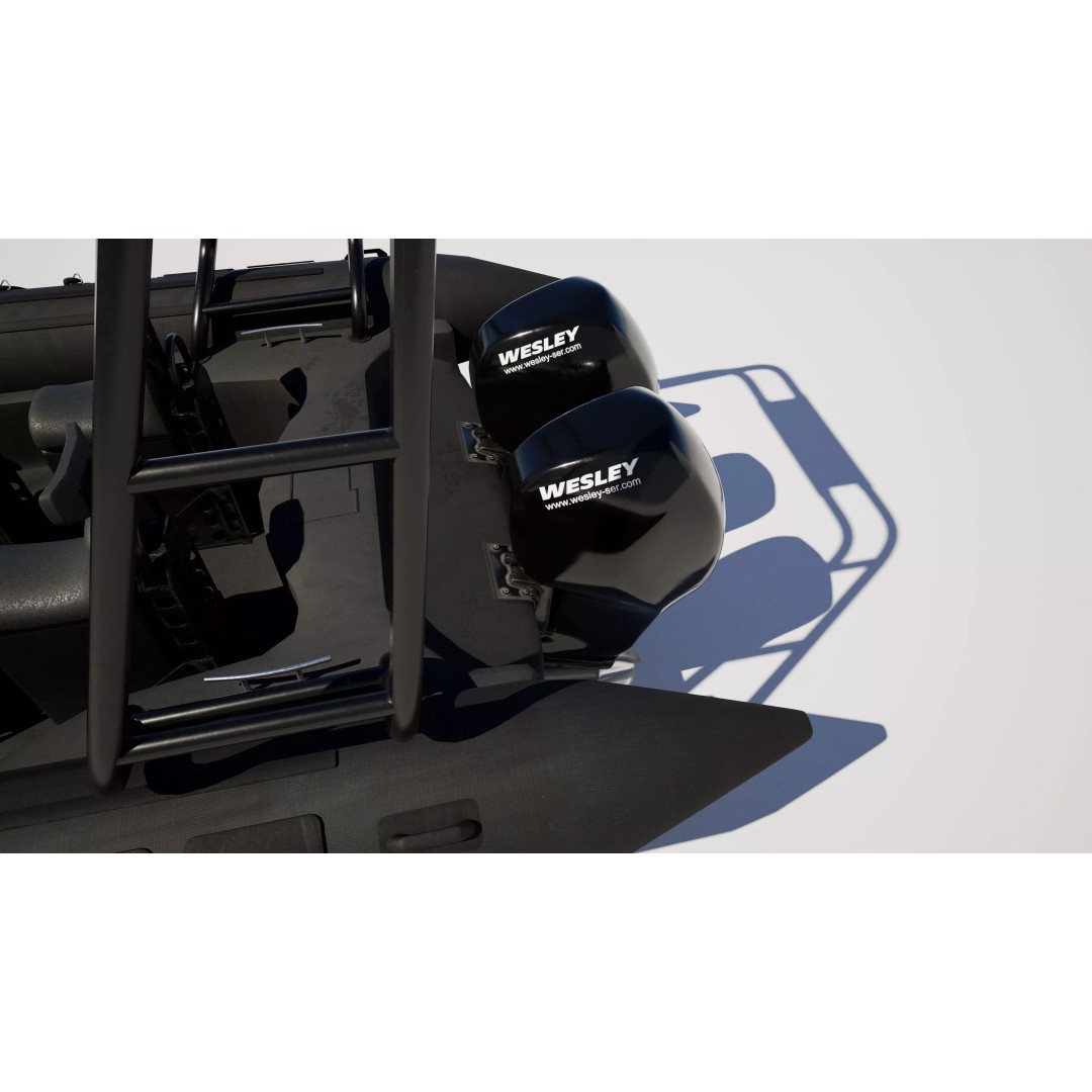 Black Military Rigid Inflatable Boat 3D Model – PBR Game-Ready FBX - View 7