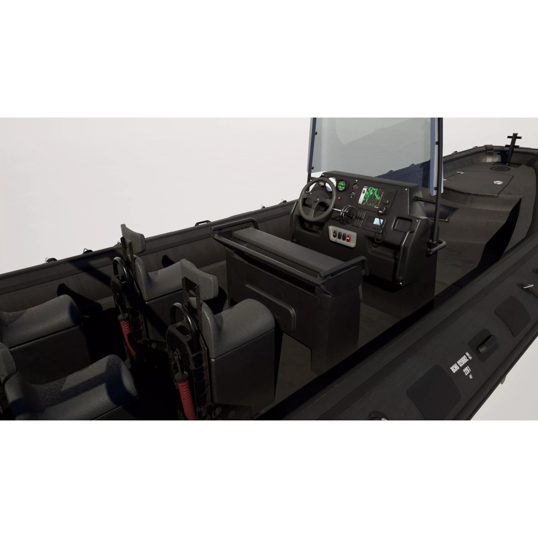 Black Military Rigid Inflatable Boat 3D Model – PBR Game-Ready FBX - View 8
