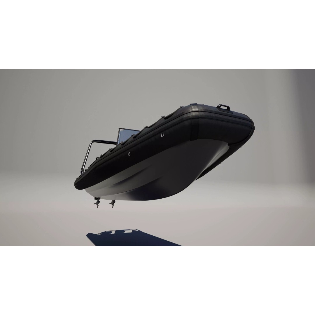 Black Military Rigid Inflatable Boat 3D Model – PBR Game-Ready FBX - View 9