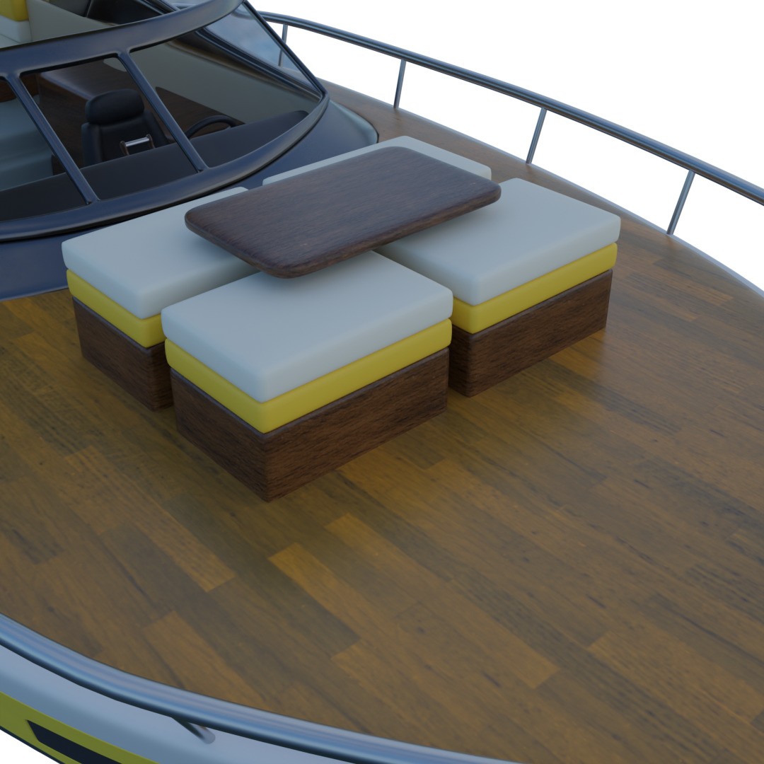 Cabin Cruiser 3D Model – Stylish Sport Watercraft, FBX & PBR