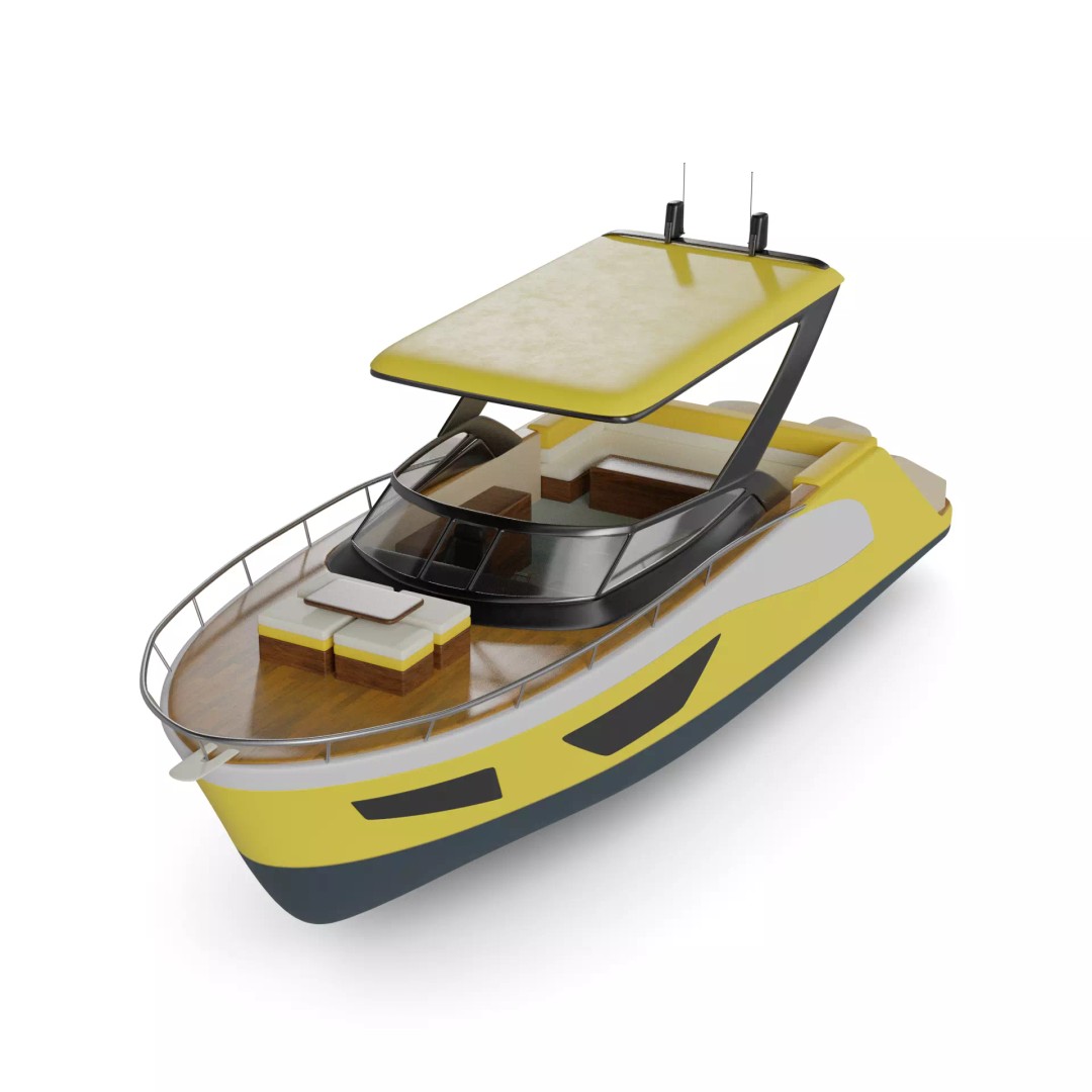 Cabin Cruiser 3D Model – Stylish Sport Watercraft, FBX & PBR - View 2