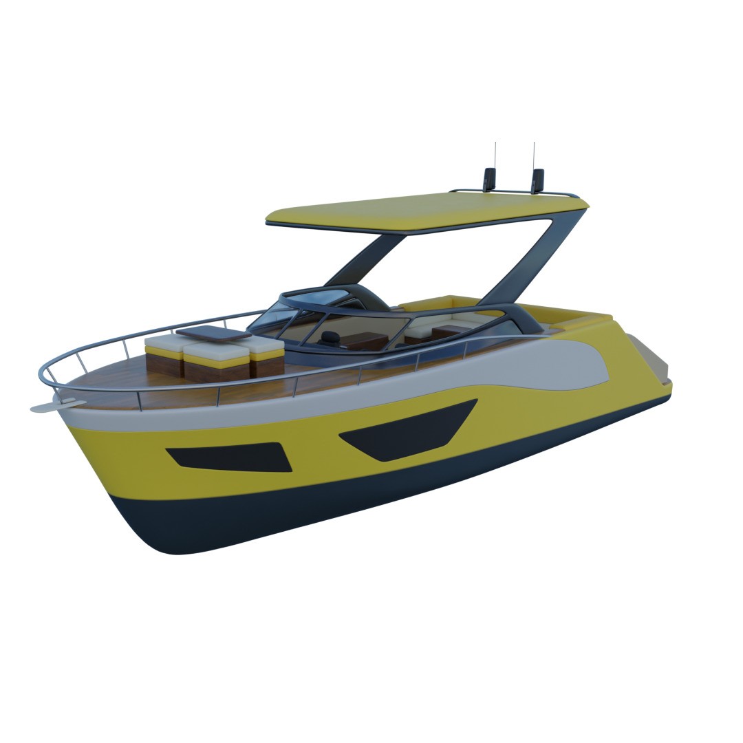 Cabin Cruiser 3D Model – Stylish Sport Watercraft, FBX & PBR - View 3