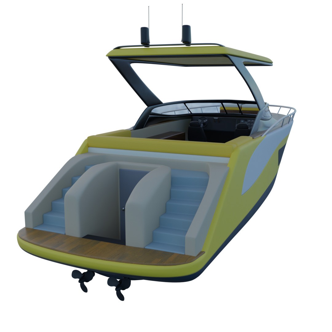 Cabin Cruiser 3D Model – Stylish Sport Watercraft, FBX & PBR - View 4