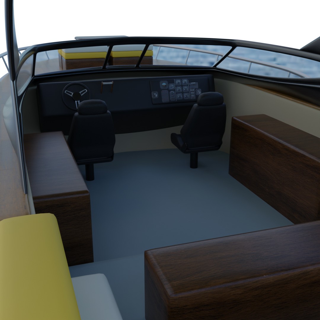 Cabin Cruiser 3D Model – Stylish Sport Watercraft, FBX & PBR - View 5