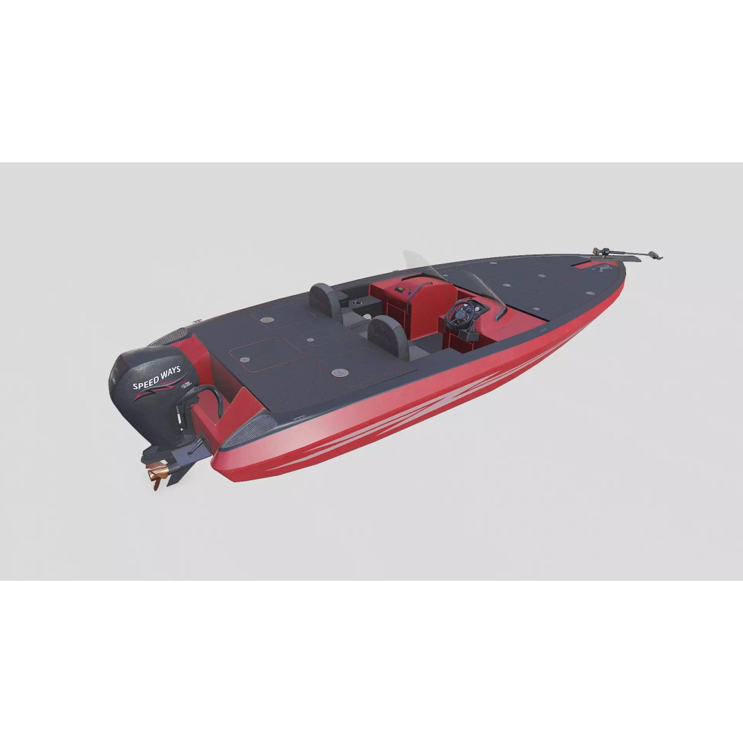 Bass Fishing Boat 3D Model – Low Poly PBR Game Asset, FBX, OBJ - View 11