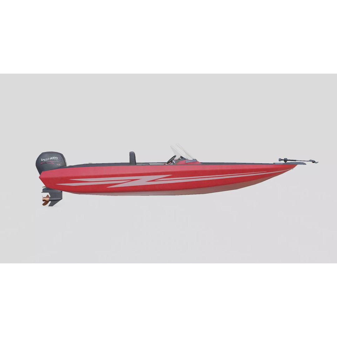 Bass Fishing Boat 3D Model – Low Poly PBR Game Asset, FBX, OBJ - View 12