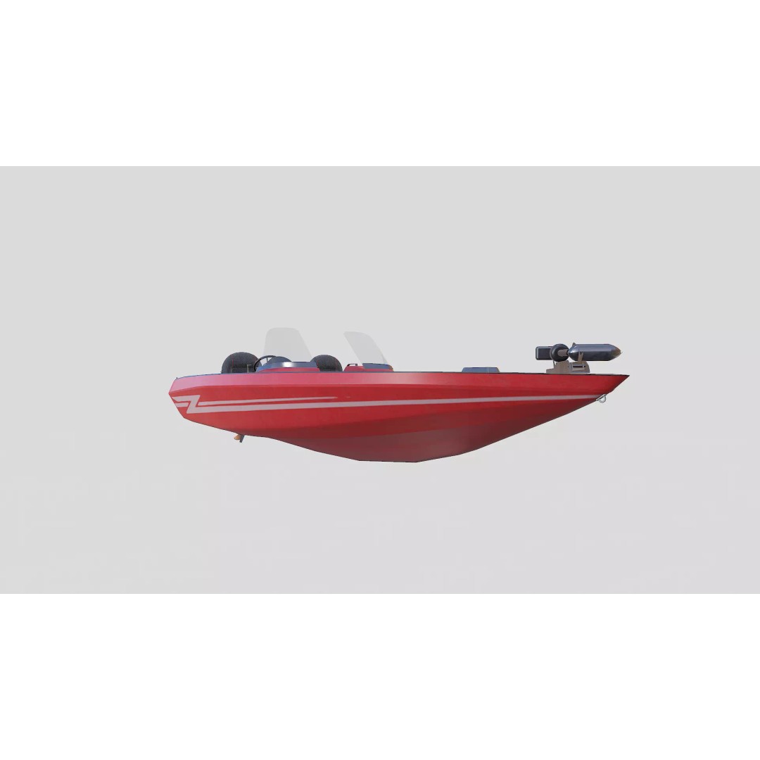 Bass Fishing Boat 3D Model – Low Poly PBR Game Asset, FBX, OBJ - View 14