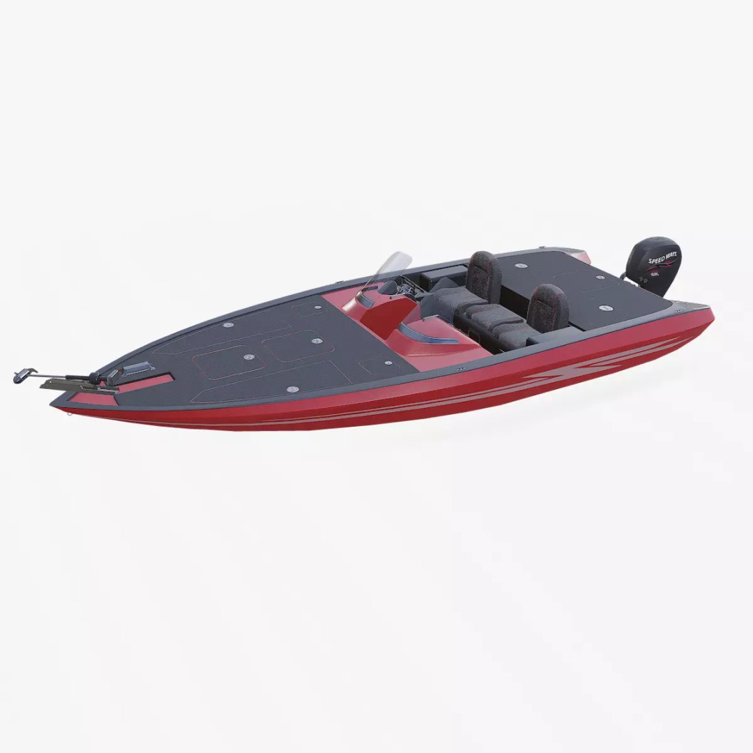 Bass Fishing Boat 3D Model – Low Poly PBR Game Asset, FBX, OBJ - View 2