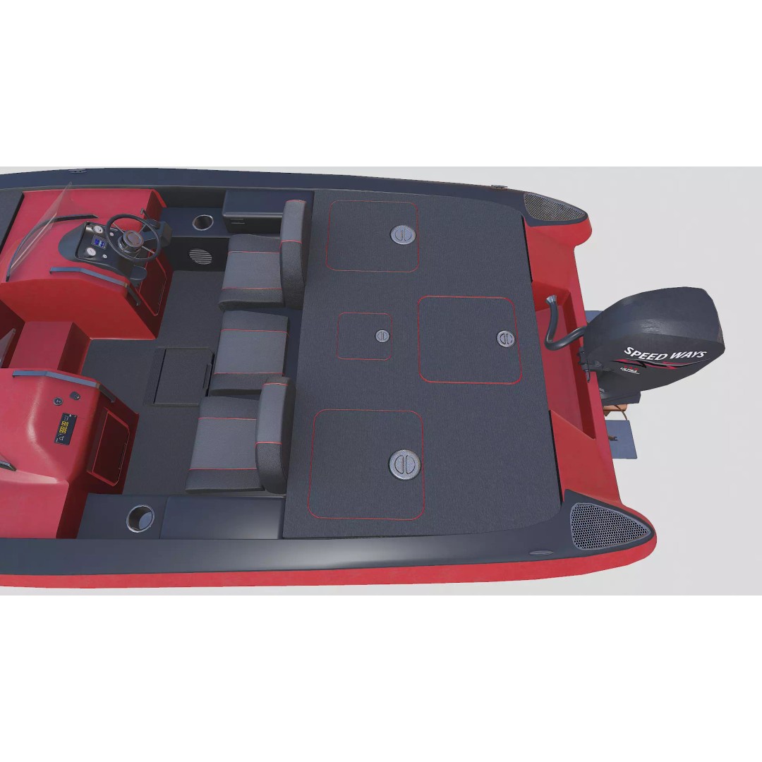Bass Fishing Boat 3D Model – Low Poly PBR Game Asset, FBX, OBJ - View 25