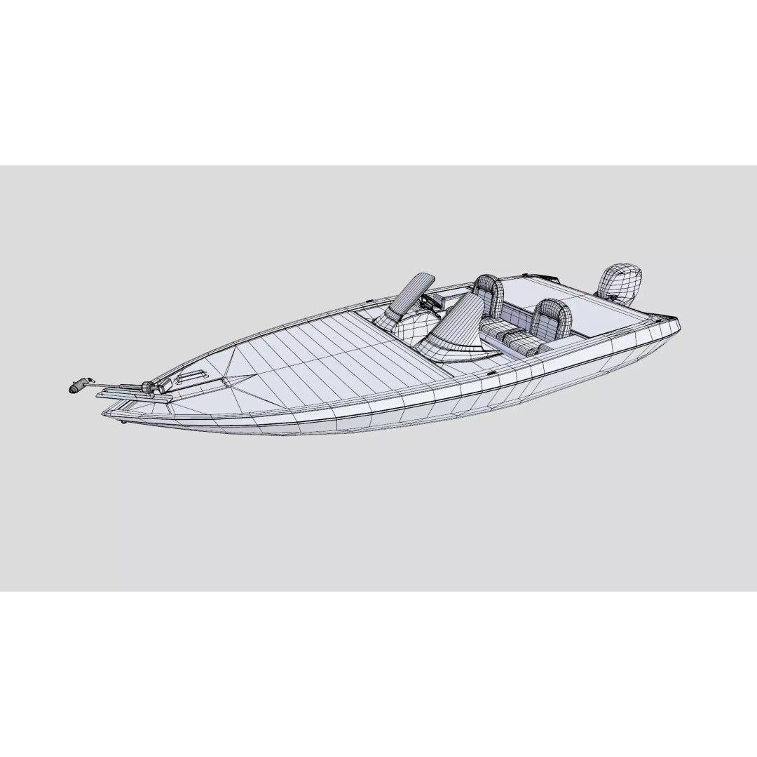 Bass Fishing Boat 3D Model – Low Poly PBR Game Asset, FBX, OBJ - View 36