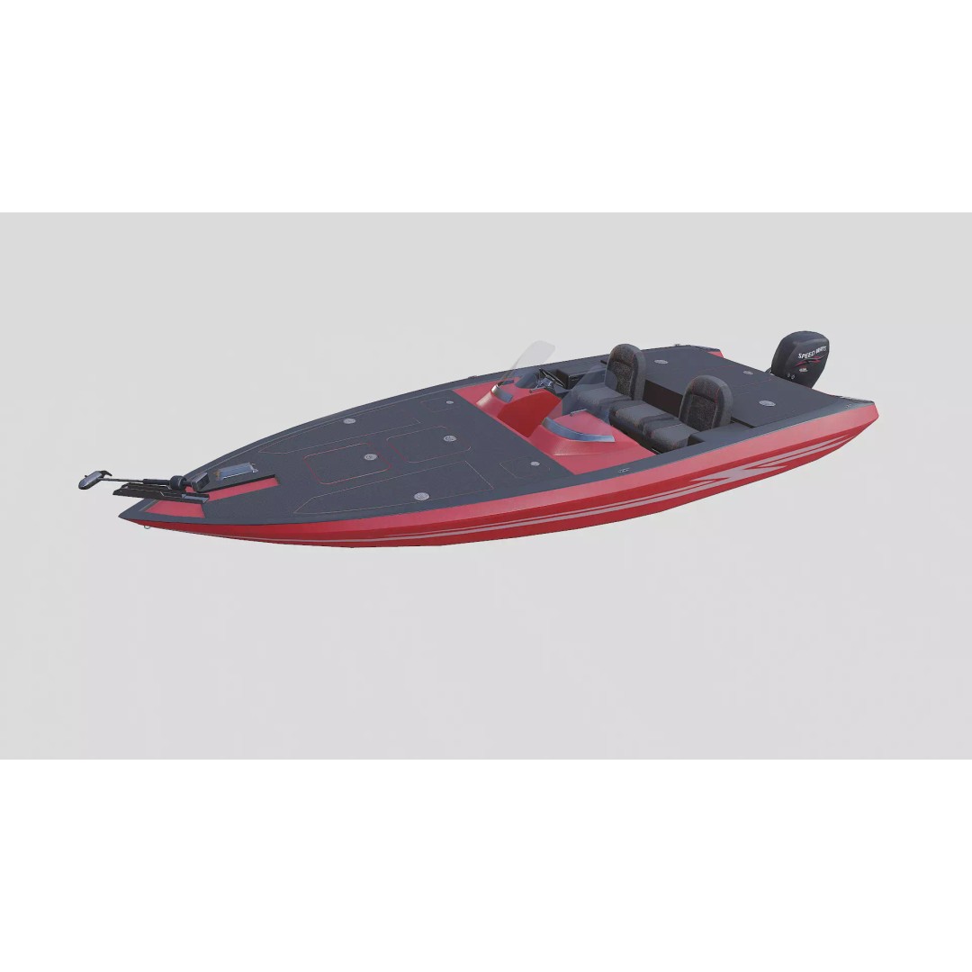 Bass Fishing Boat 3D Model – Low Poly PBR Game Asset, FBX, OBJ - View 4