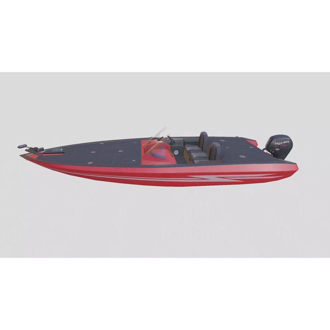 Bass Fishing Boat 3D Model – Low Poly PBR Game Asset, FBX, OBJ - View 5