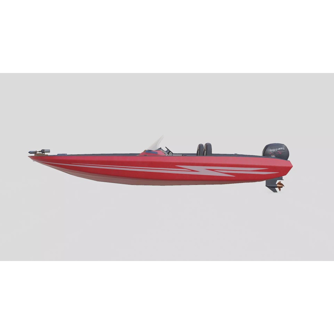 Bass Fishing Boat 3D Model – Low Poly PBR Game Asset, FBX, OBJ - View 6