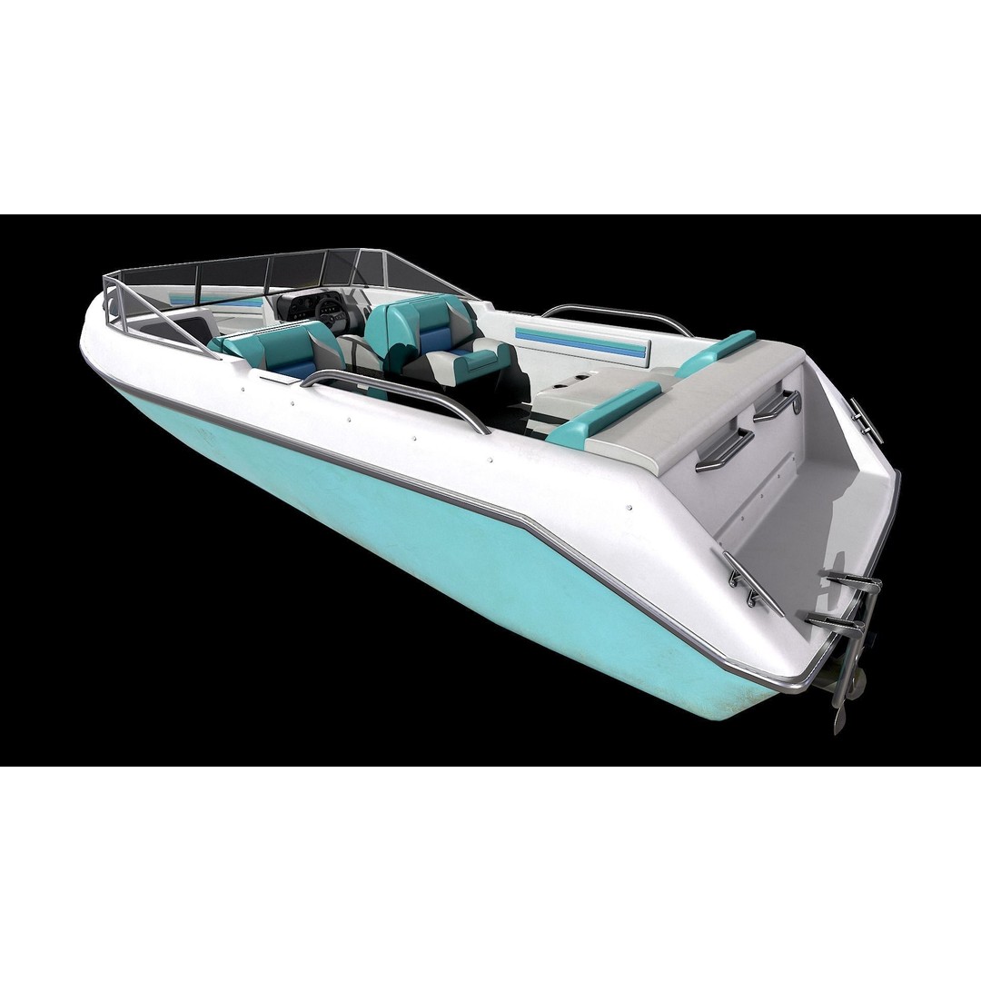 Motorboat 3D Model – Low Poly Game Ready Asset for PBR Engines - View 3