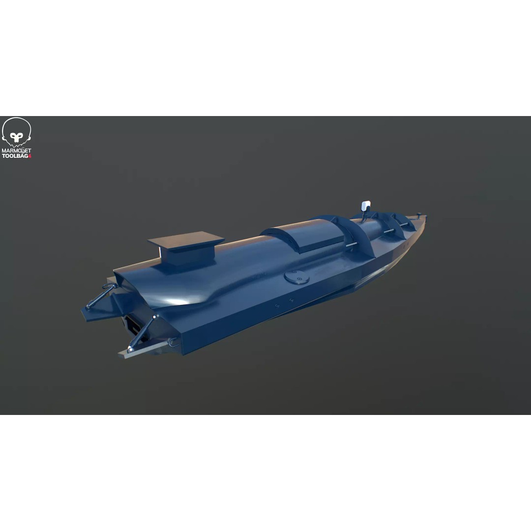 Ukraine USV Drone 3D Model – Low Poly Military Watercraft, FBX - View 10