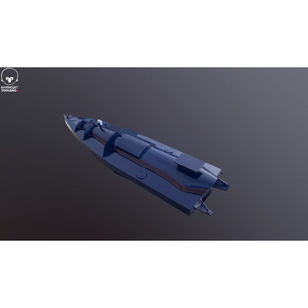 Ukraine USV Drone 3D Model – Low Poly Military Watercraft, FBX - View 11